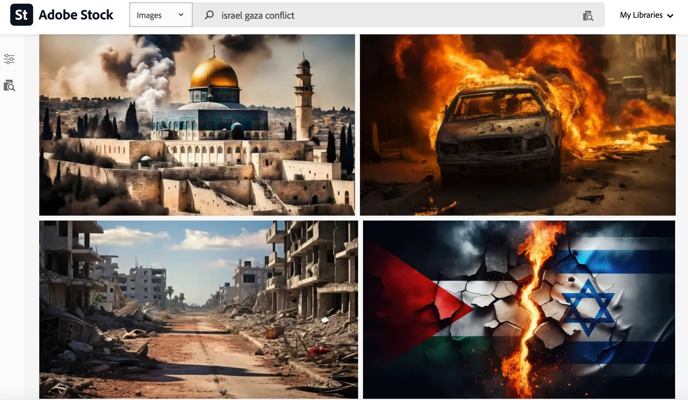 Adobe vende imágenes generadas por inteligencia artificial de la guerra entre Israel y Hamás que se hacen pasar por reales en las noticias-2 Adobe vende imágenes generadas por inteligencia artificial de la guerra entre Israel y Hamás que se hacen pasar por reales en las noticias-2
