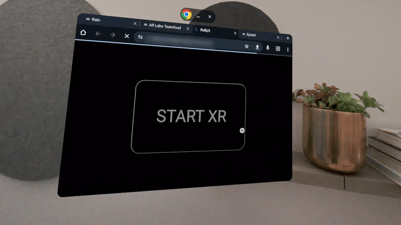 Animación de Chrome en Android XR, demostrando las características de WebXR