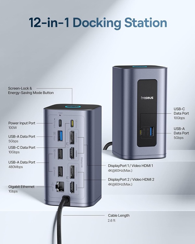 Estación de acoplamiento para usuarios de macOS Baseus Nomos NU1 Air Spacemate Docking Station