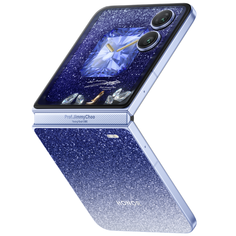 Diseño del smartphone Honor Magic V Flip 2 en color Azul Joya Diseño del smartphone Honor Magic V Flip 2 en color Azul Joya
