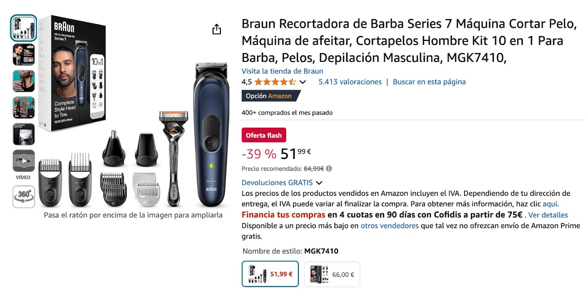 Cortabarbas Braun 7 cortapelos con 33 € de descuento¡No te lo pierdas! Cortabarbas Braun 7 cortapelos con 33 € de descuento¡No te lo pierdas!