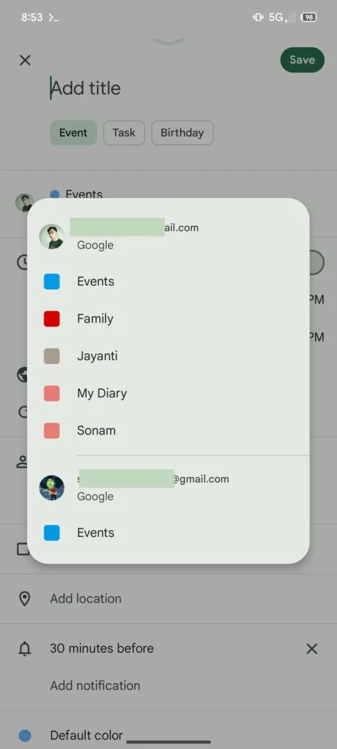 Seleccionar un calendario para un evento en Google Calendar Seleccionar un calendario para un evento en Google Calendar