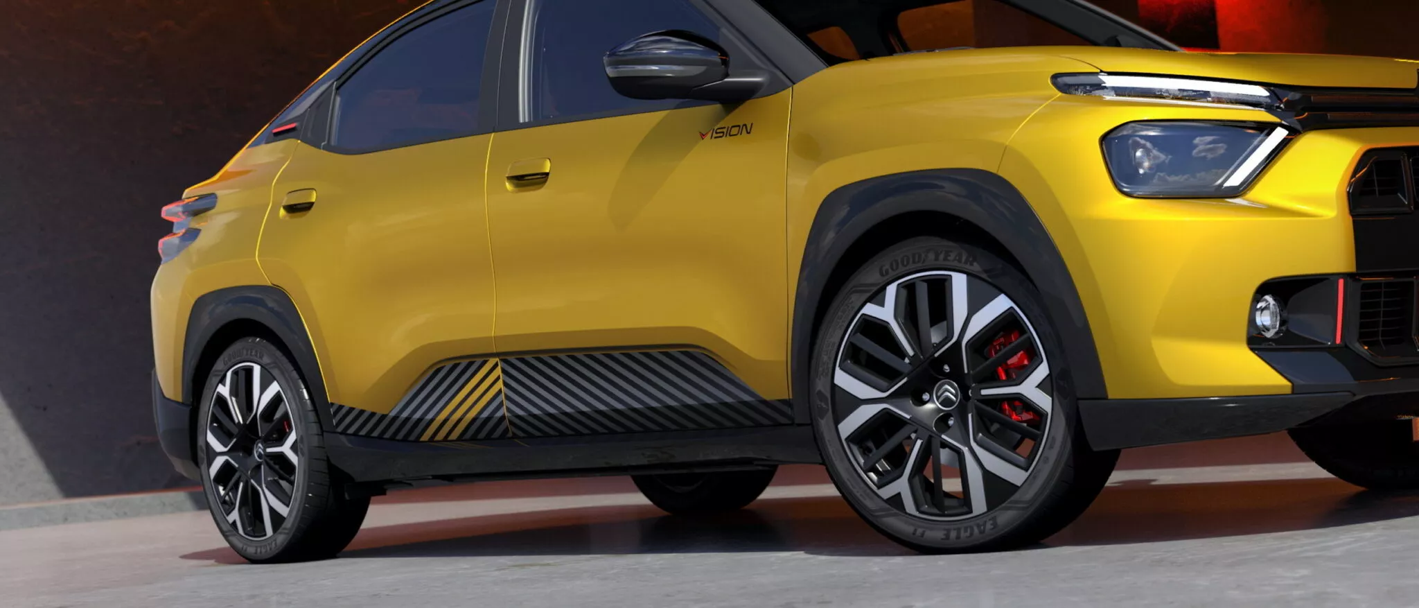 Vista lateral del Citroën Basalt Vision en el Salón del Automóvil de São Paulo