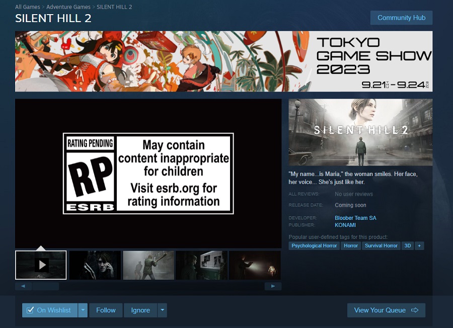 Una nueva presentación del remake de Silent Hill 2 tendrá lugar en el Tokyo Game Show 2023, según indica la información de la página de Steam del juego-2 Una nueva presentación del remake de Silent Hill 2 tendrá lugar en el Tokyo Game Show 2023, según indica la información de la página de Steam del juego-2
