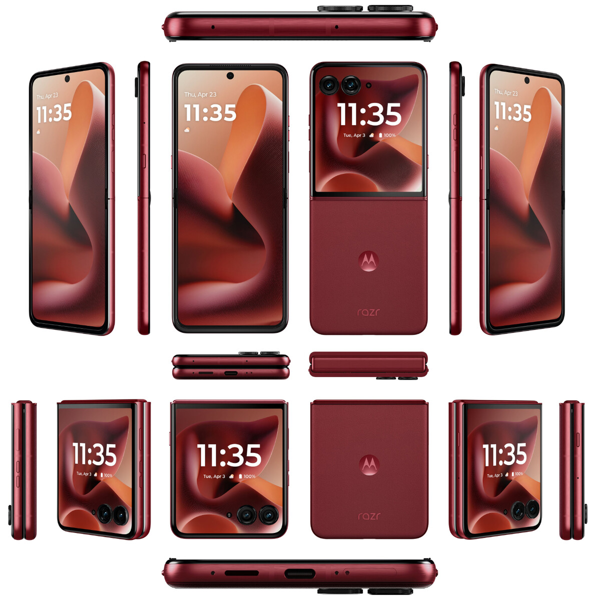 Motorola Razr 60 Ultra en Rojo Río en el lateral Motorola Razr 60 Ultra en Rojo Río en el lateral
