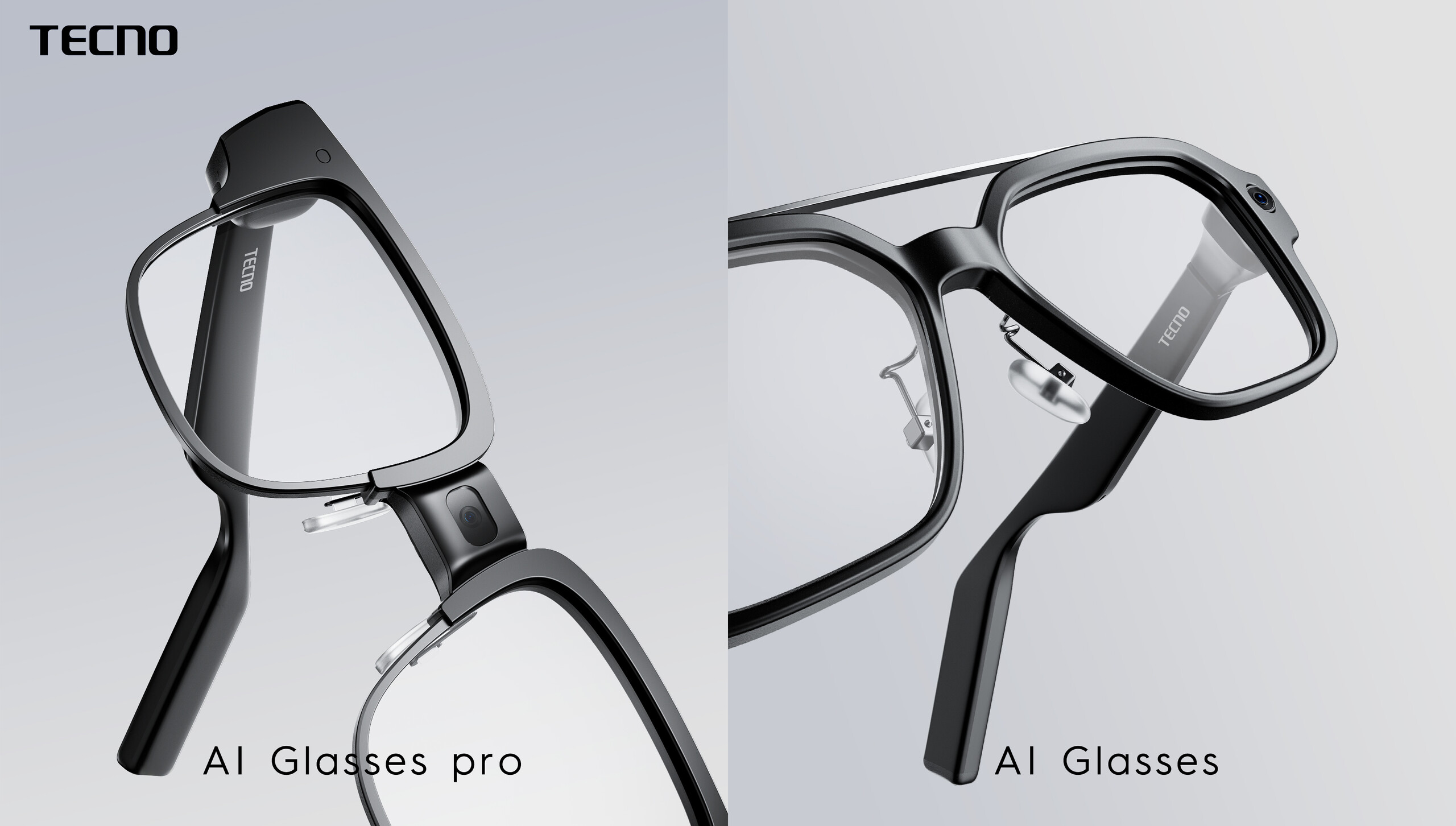 Gafas inteligentes AI Glasses y AI Glasses Pro. Ilustración: Tecno