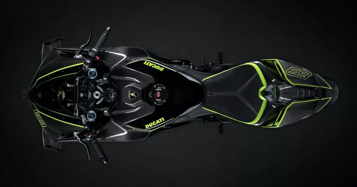 Motocicleta deportiva Ducati Panigale V4 Lamborghini con elementos de diseño únicos