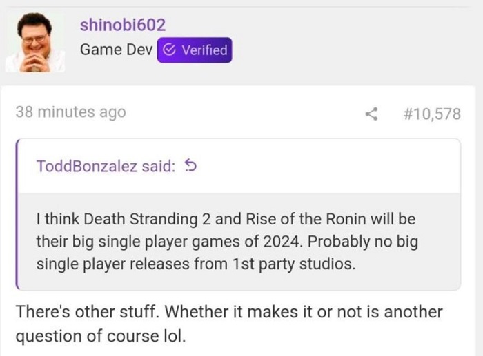 Insider: Death Stranding 2 y Rise of the Ronin saldrán en 2024. Sony prepara algunos lanzamientos chulos de los que aún no se sabe mucho-2 Insider: Death Stranding 2 y Rise of the Ronin saldrán en 2024. Sony prepara algunos lanzamientos chulos de los que aún no se sabe mucho-2
