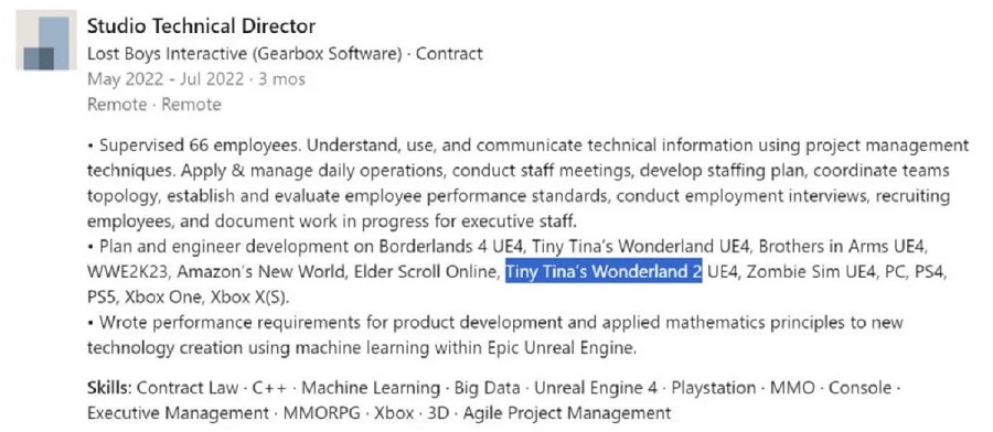 Uno de los desarrolladores de Tiny Tina's Wonderlands ha confirmado que Gearbox está trabajando en Borderlands 4 y Tiny Tina's Wonderlands 2-2 Uno de los desarrolladores de Tiny Tina's Wonderlands ha confirmado que Gearbox está trabajando en Borderlands 4 y Tiny Tina's Wonderlands 2-2