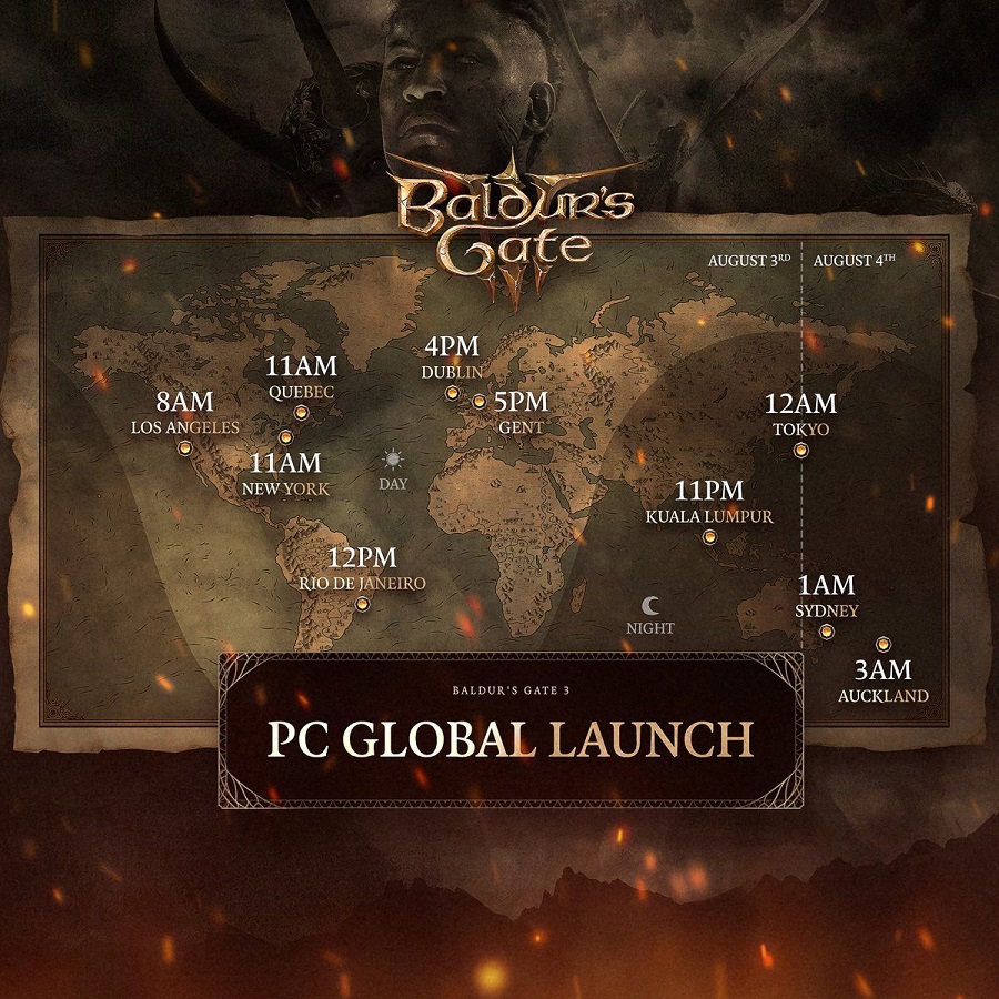 ¡No te pierdas el lanzamiento! Larian Studios ha publicado el calendario de lanzamiento de Baldur's Gate III para PC en diferentes zonas horarias-2 ¡No te pierdas el lanzamiento! Larian Studios ha publicado el calendario de lanzamiento de Baldur's Gate III para PC en diferentes zonas horarias-2