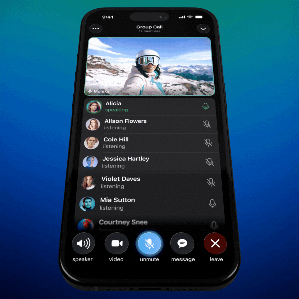 Reacciones en videochat en Telegram