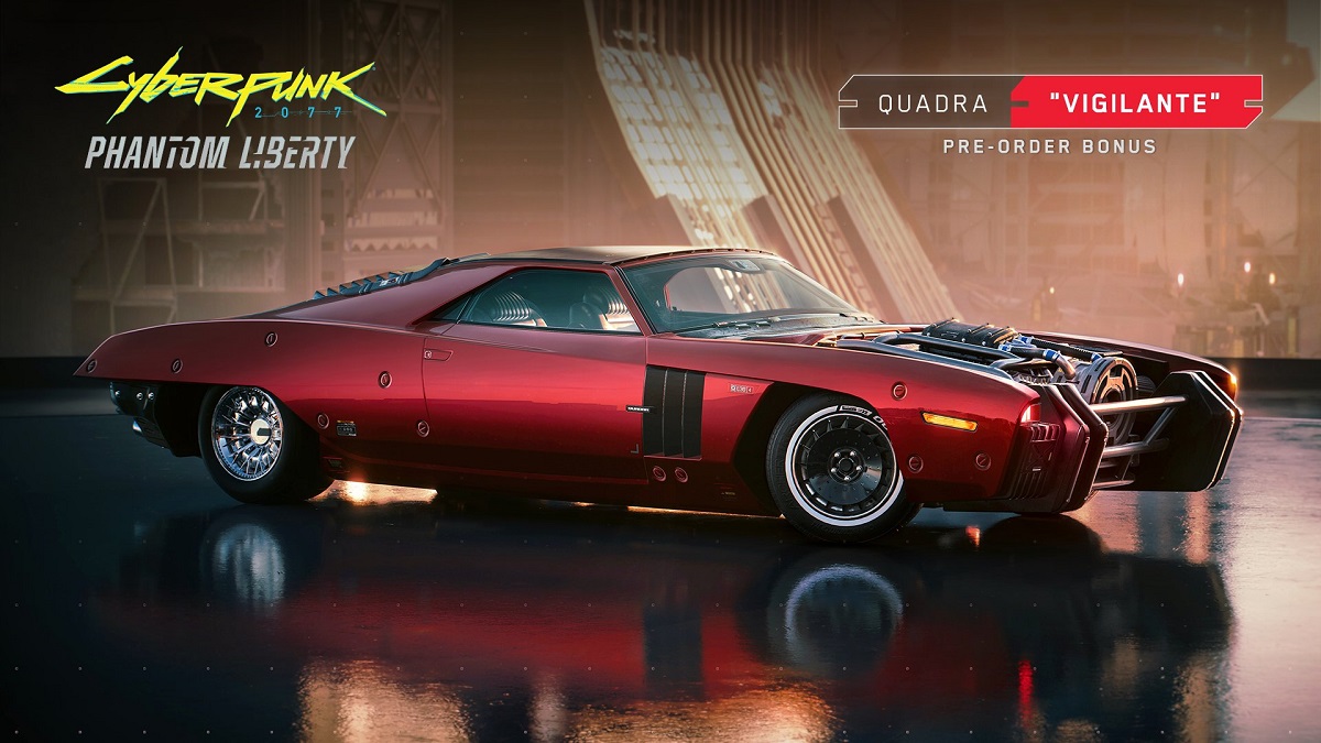 Por reservar la expansión Phantom Liberty para Cyberpunk 2077, los jugadores recibirán una fantástica bonificación: el Quadra Sport R-7. Por reservar la expansión Phantom Liberty para Cyberpunk 2077, los jugadores recibirán una fantástica bonificación: el Quadra Sport R-7.