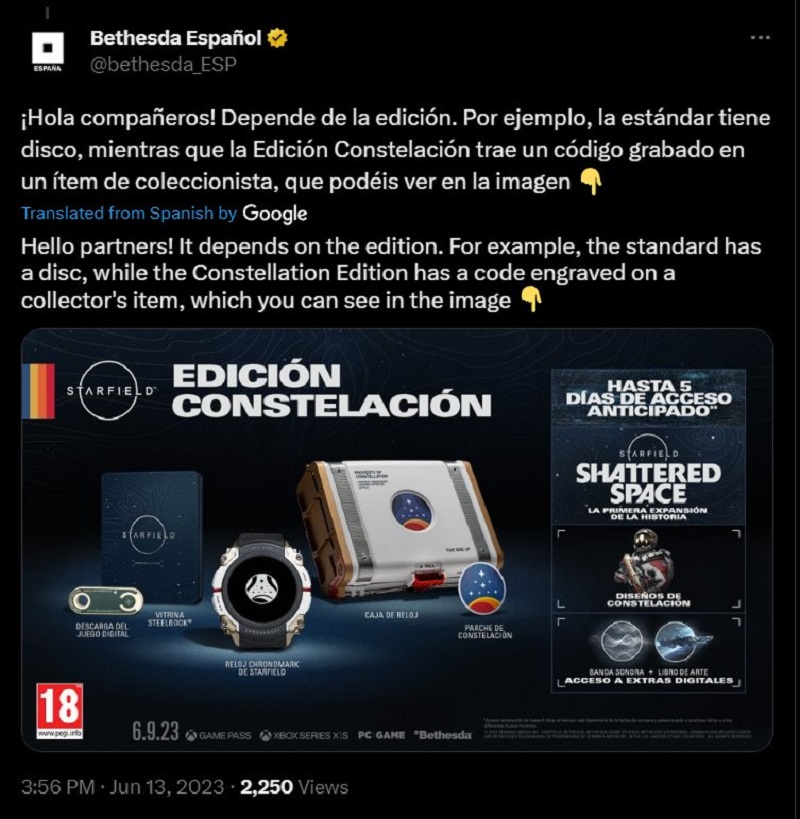 La cosa no puede estar más clara: Bethesda España ha provocado más confusión con las ediciones físicas de Starfield-2 La cosa no puede estar más clara: Bethesda España ha provocado más confusión con las ediciones físicas de Starfield-2