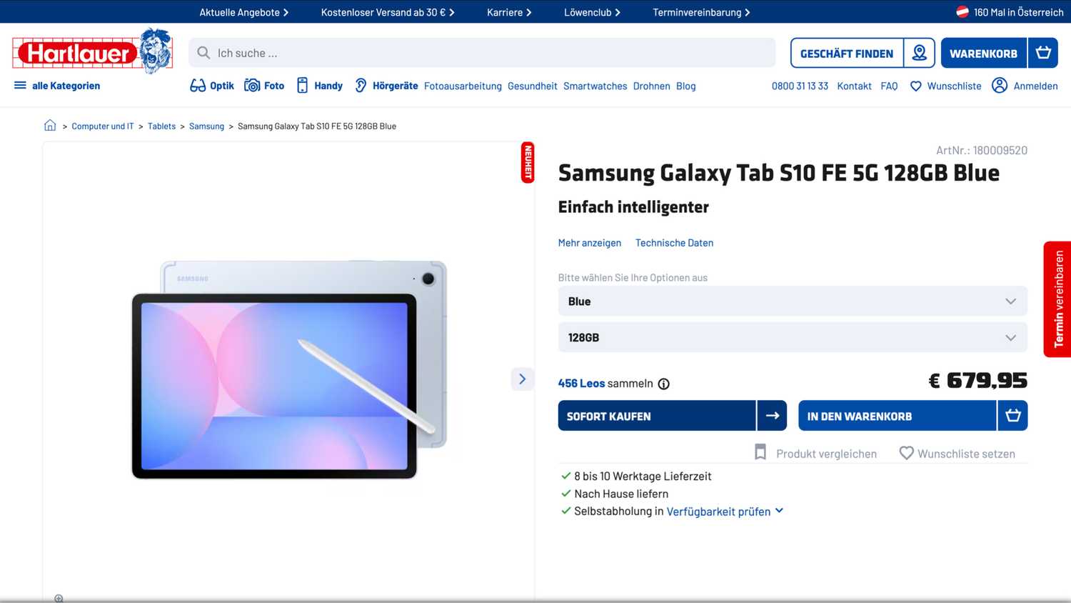Galaxy Tab S10 FE y S10 FE+ a la venta Una tienda austriaca empieza a vender el Galaxy Tab S10 FE