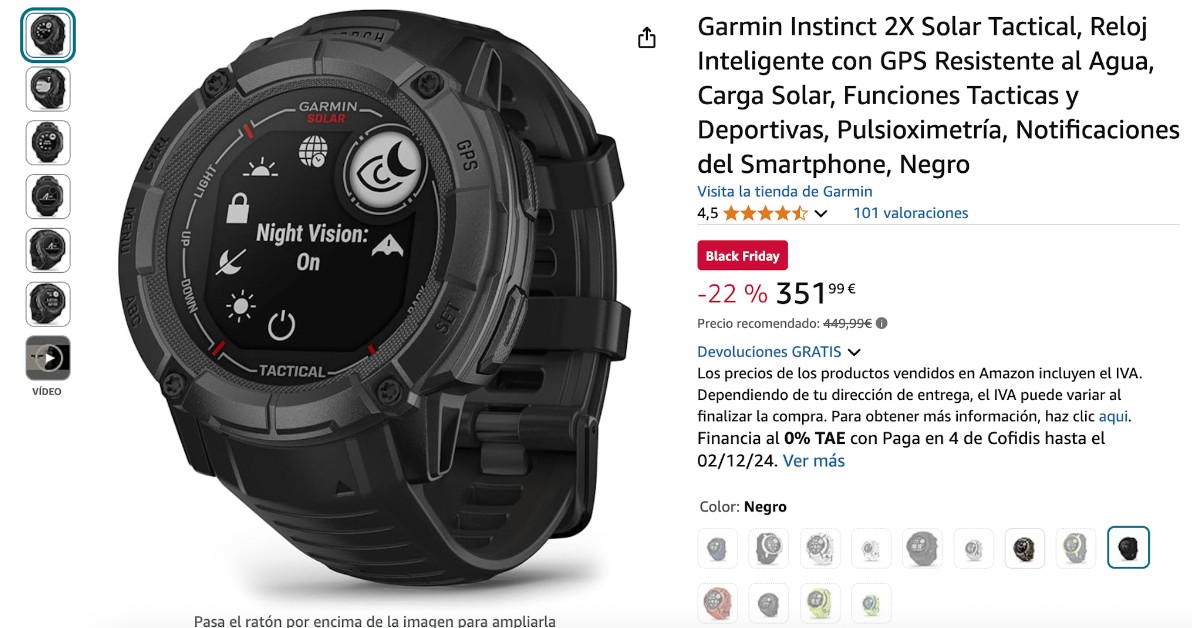 Garmin Instinct 2X Solar Táctico Reloj Inteligente Garmin Instinct 2X Solar Táctico Reloj Inteligente