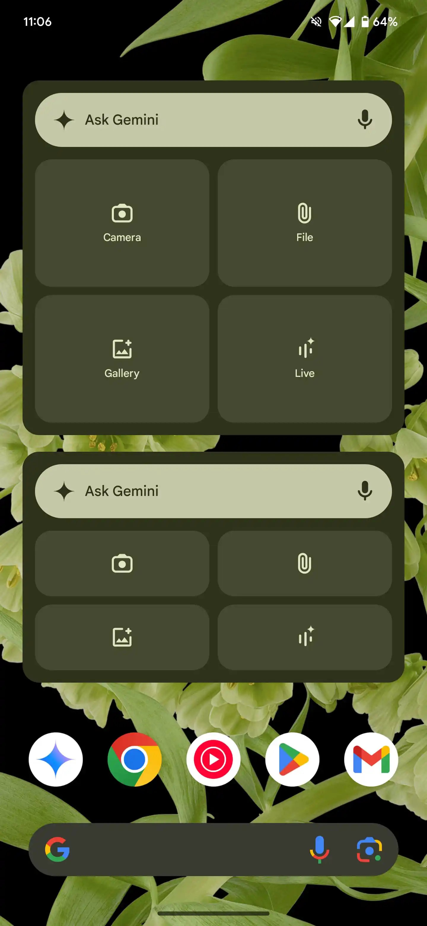 Widget de Gemini en Android, interfaz