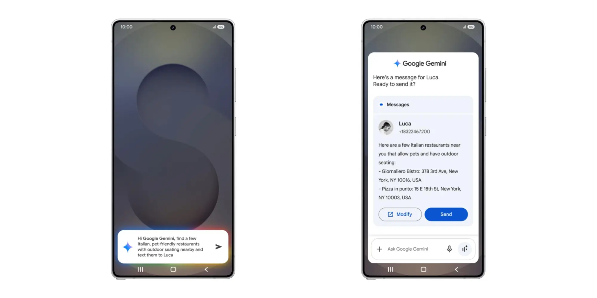 Pantalla de inicio de la aplicación Gemini para Galaxy S25