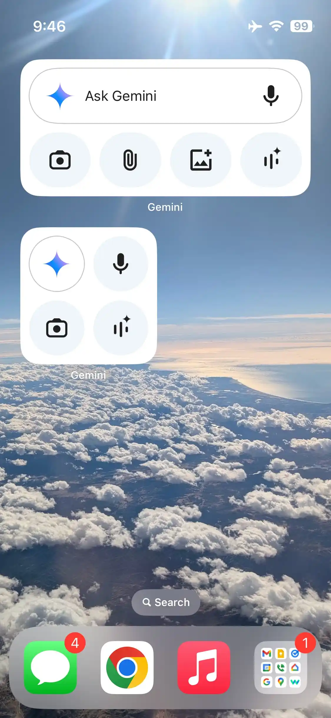 Widget de Gemini para la pantalla de inicio del iPhone 2 Widget de Gemini para la pantalla de inicio del iPhone 2