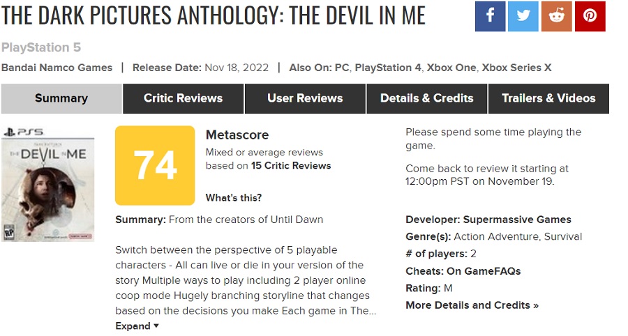 Maniac Hotel ha abierto sus puertas: el juego de terror The Dark Pictures: The Devil In Me ha salido a la venta. La crítica ha acogido el juego con críticas discretas-2