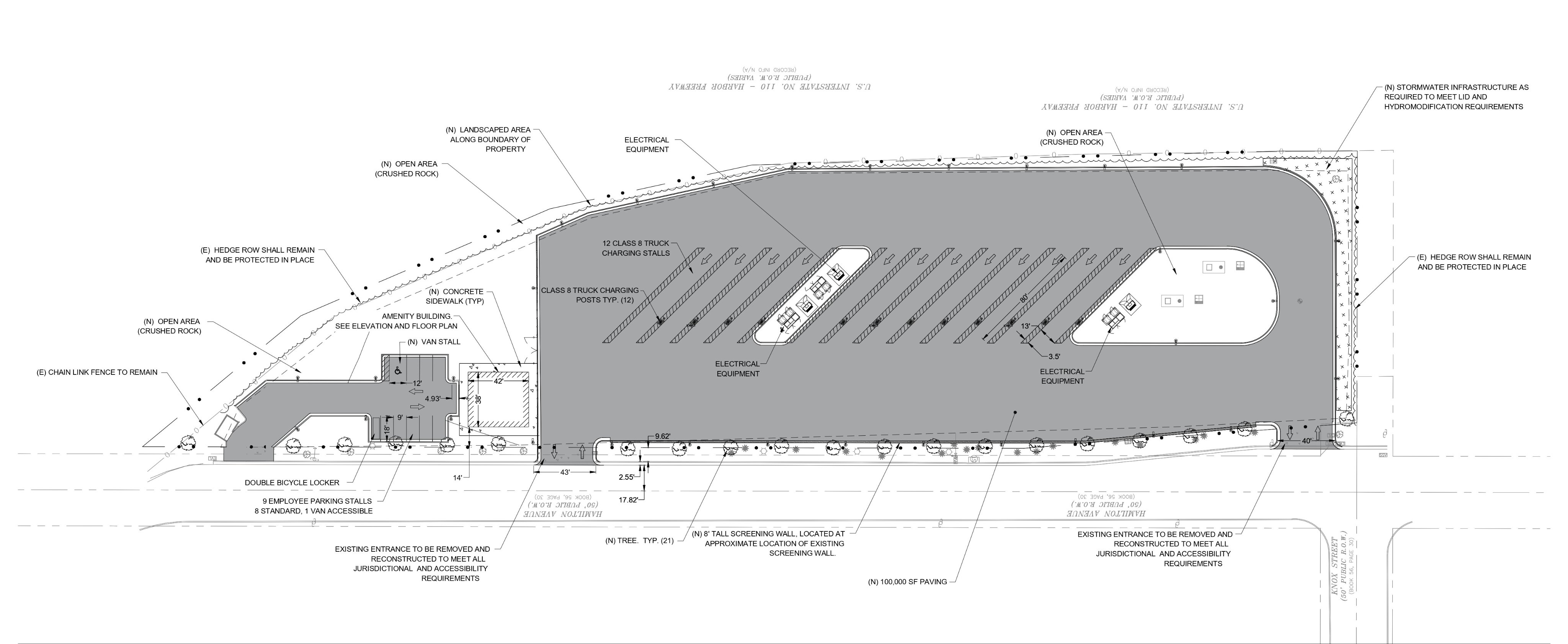 Plano de la estación pública Tesla Megacharger Plano de la estación pública Tesla Megacharger