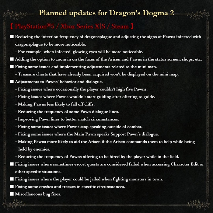 Los desarrolladores de Dragon's Dogma II revelan detalles del próximo parche: Los peones serán más inteligentes y saludables-2 Los desarrolladores de Dragon's Dogma II revelan detalles del próximo parche: Los peones serán más inteligentes y saludables-2