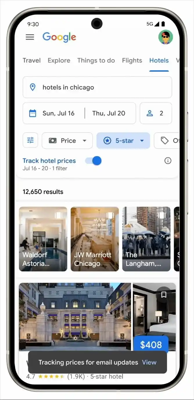 Seguimiento de precios de hoteles en Google Seguimiento de precios de hoteles en Google