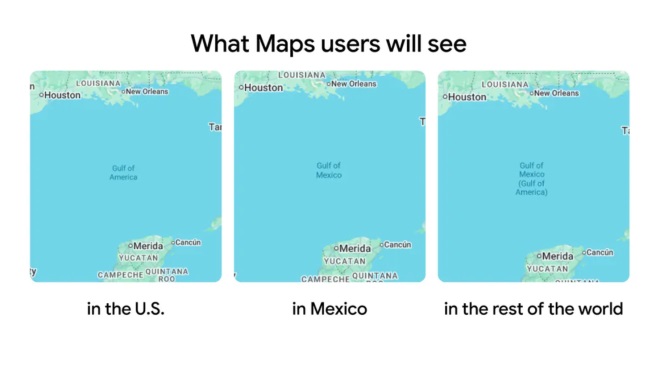Cambios en el nombre del Golfo de México en Google Maps