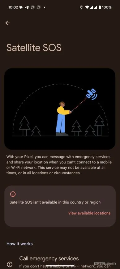 Función SOS del satélite Google Pixel