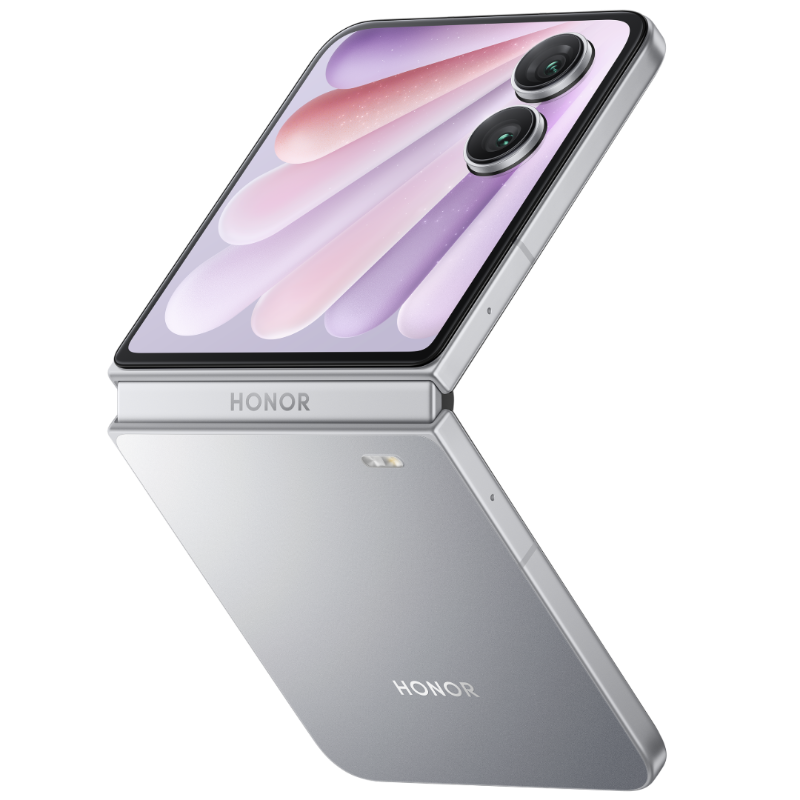 Diseño del smartphone Honor Magic V Flip 2 en color gris plata Diseño del smartphone Honor Magic V Flip 2 en color gris plata