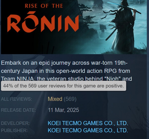 Captura de pantalla del juego de acción Rise of the Ronin