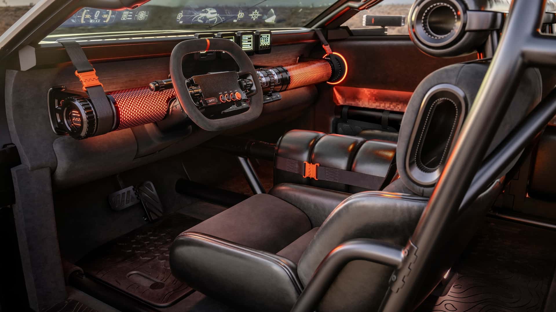 Iluminación naranja cálida en el Hyundai Crater