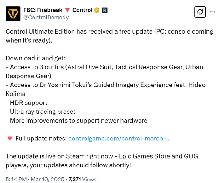 Actualización de control para Ultimate Edition