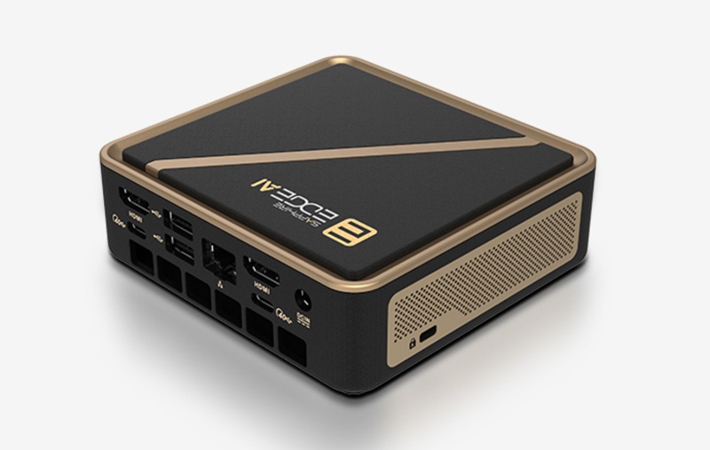 Vista del mini-PC Sapphire Edge AI desde diferentes ángulos Vista del mini-PC Sapphire Edge AI desde diferentes ángulos