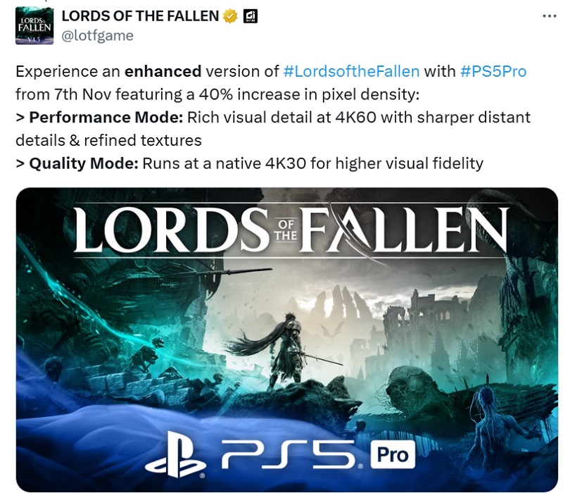 Hardcore en 4K y 60 FPS: el RPG de acción Lords of the Fallen recibe una versión mejorada para PlayStation 5 Pro-2 Hardcore en 4K y 60 FPS: el RPG de acción Lords of the Fallen recibe una versión mejorada para PlayStation 5 Pro-2