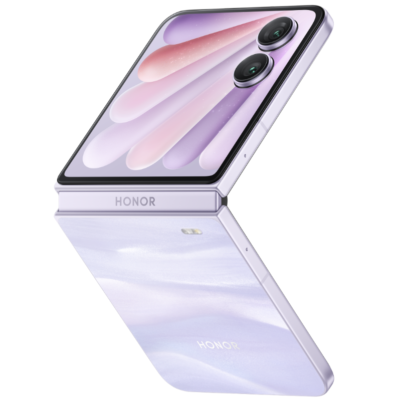 Diseño del smartphone Honor Magic V Flip 2 en color lavanda Diseño del smartphone Honor Magic V Flip 2 en color lavanda