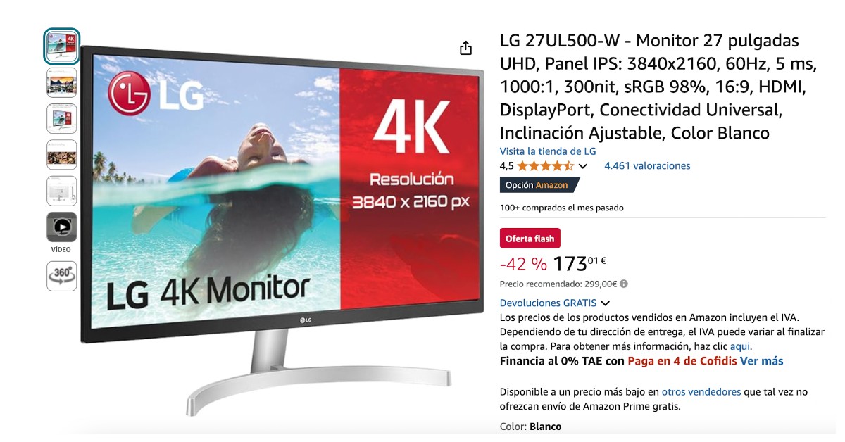 Monitor LG 27UL500-W - ¡descuento limitado de 126 €! Monitor LG 27UL500-W - ¡descuento limitado de 126 €!