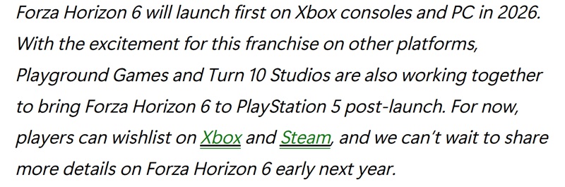 Anuncio de Forza Horizon 6 El tan esperado anuncio de Forza Horizon 6