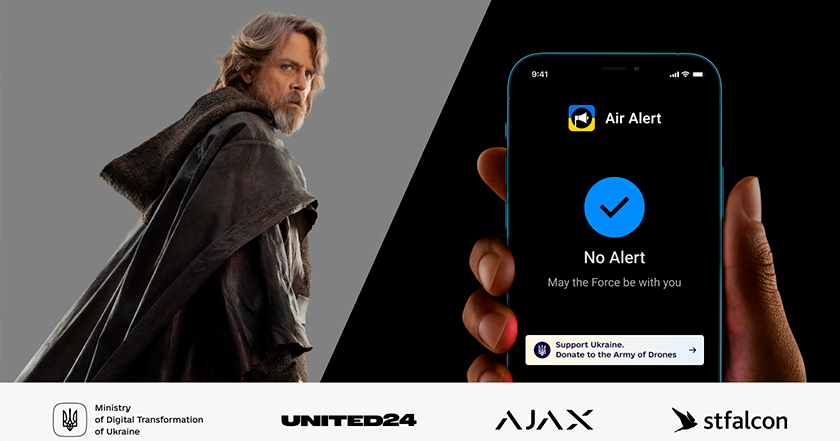¡Que la Fuerza te acompañe! La voz de Luke Skywalker apareció en la versión inglesa de la app Air Alert ¡Que la Fuerza te acompañe! La voz de Luke Skywalker apareció en la versión inglesa de la app Air Alert