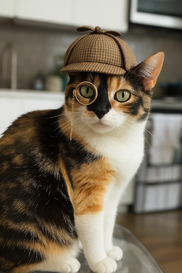 Un gato con sombrero de detective