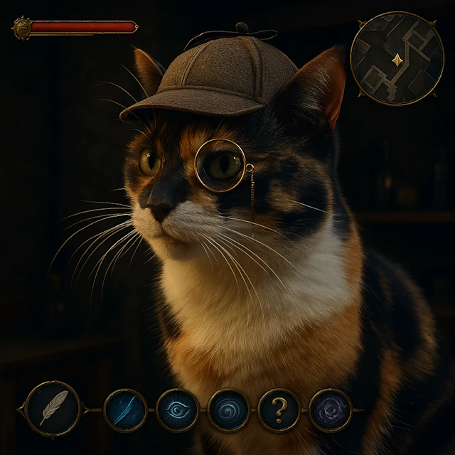 Un gato con monóculo