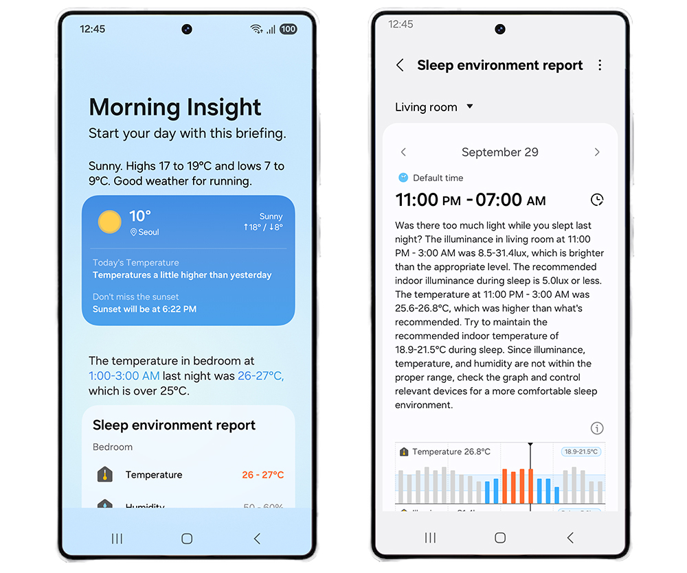 Resumen del entorno de sueño en Galaxy Now Briefing