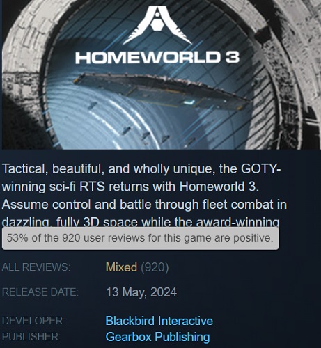 ¿Y éste es el juego que llevabas 20 años esperando? Los jugadores criticaron el juego de estrategia espacial Homeworld 3 por su argumento aburrido y su jugabilidad demasiado simple.-2 ¿Y éste es el juego que llevabas 20 años esperando? Los jugadores criticaron el juego de estrategia espacial Homeworld 3 por su argumento aburrido y su jugabilidad demasiado simple.-2