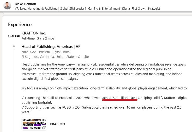 Página de Blake Hennon en LinkedIn