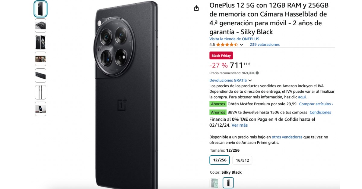 ¡OnePlus 12 5G Mobile con un descuento de 258€! ¡Black Friday! ¡OnePlus 12 5G Mobile con un descuento de 258€! ¡Black Friday!
