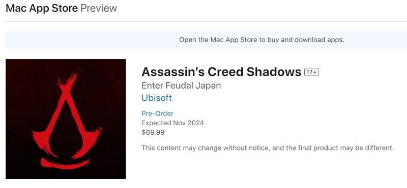 Grandes noticias para los usuarios de Mac: Assassin's Creed Shadows saldrá a la venta en los ordenadores de Apple al mismo tiempo que en otras plataformas.-2