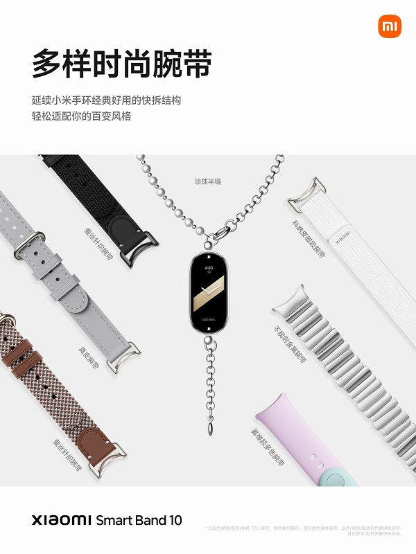 Different colour options for Mi Band 10