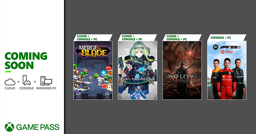 Wo Long: Fallen Dynasty, F1 22, Merge & Blade y Soul Hackers 2. Microsoft ha anunciado la lista de juegos que se incluirán en Xbox Game Pass en marzo