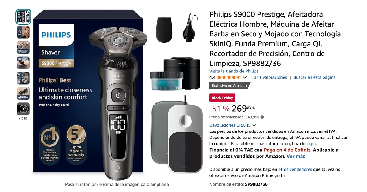 Philips S9000 Prestige Afeitadora Eléctrica Hombre con 280€ de Descuento! Philips S9000 Prestige Afeitadora Eléctrica Hombre con 280€ de Descuento!