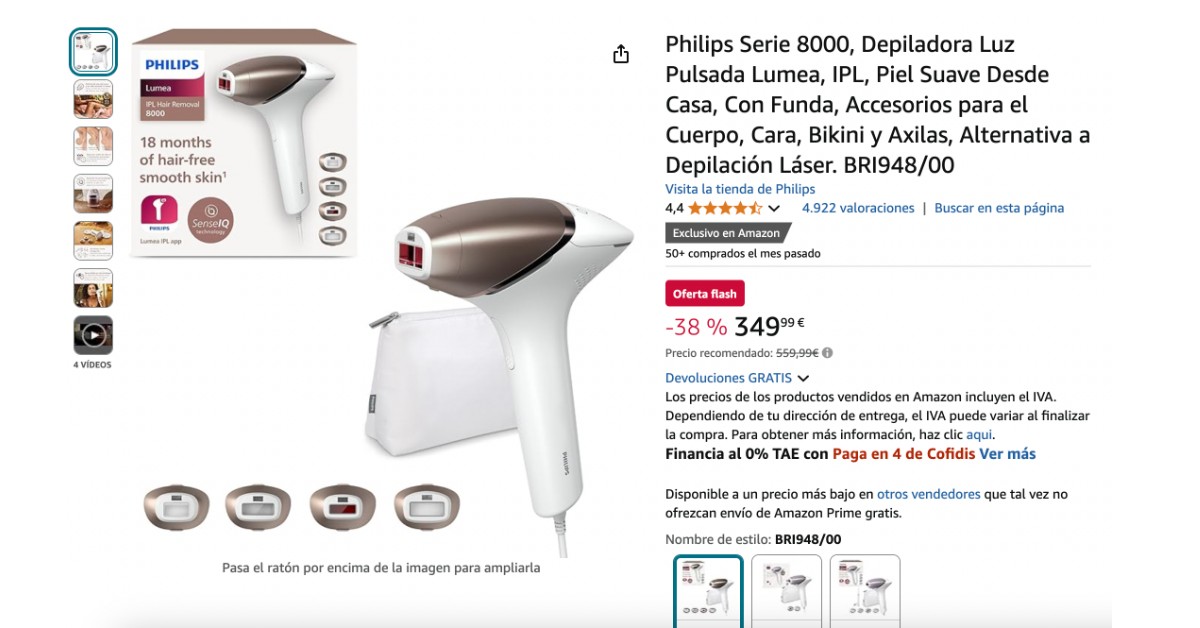 Philips Lumea Serie 8000 Depiladora 210€ de descuento¡No te lo pierdas! Philips Lumea Serie 8000 Depiladora 210€ de descuento¡No te lo pierdas!