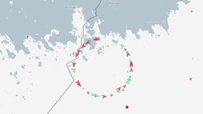 Fallo en la identificación de la ubicación del paso del barco a través de la guerra electrónica rusa.
